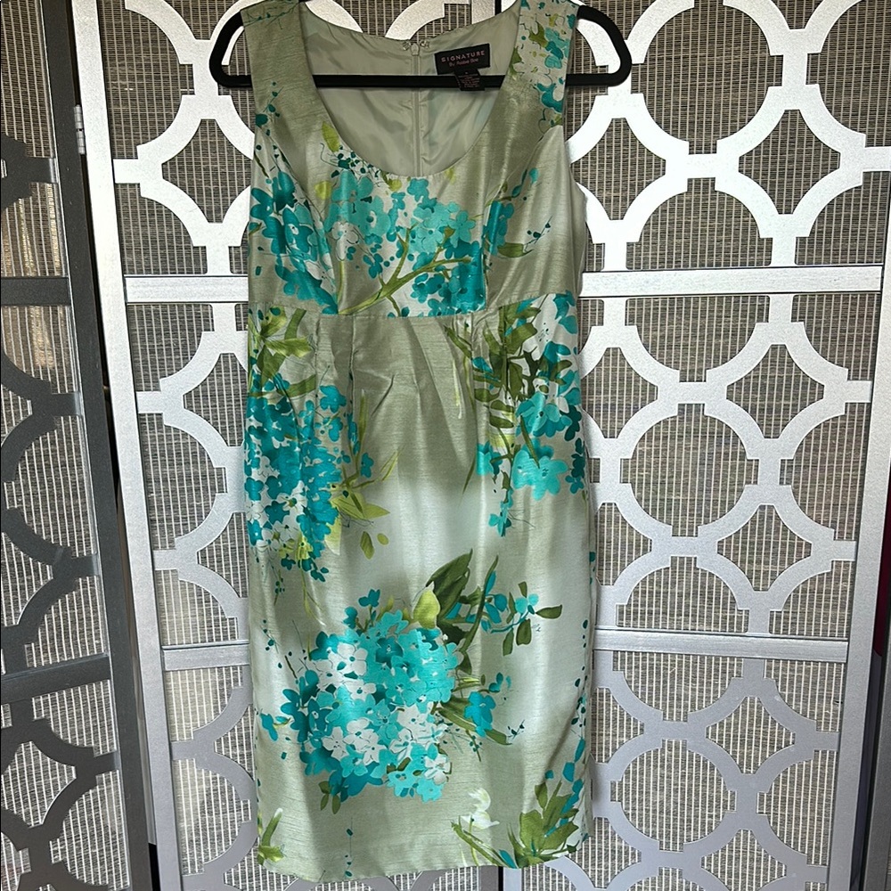 Floral Green and Blue Dress with Jacket - Picture 6 of 11